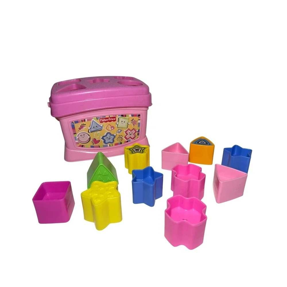 Vintage 2006 Fisher Price Pink Shape Sorter with Handle with 11 Shape Blocks EUC